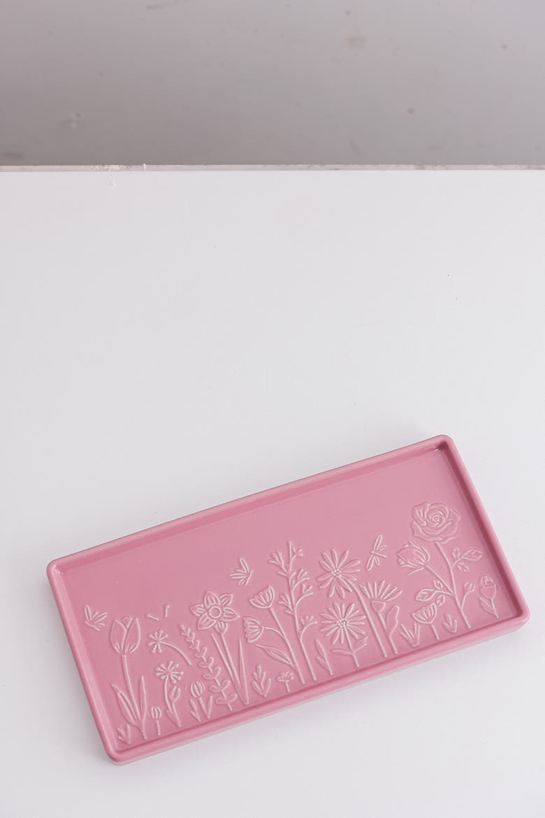 In The Meadow Rectangle Platter, 12-Inch, Alternate, color, Pink