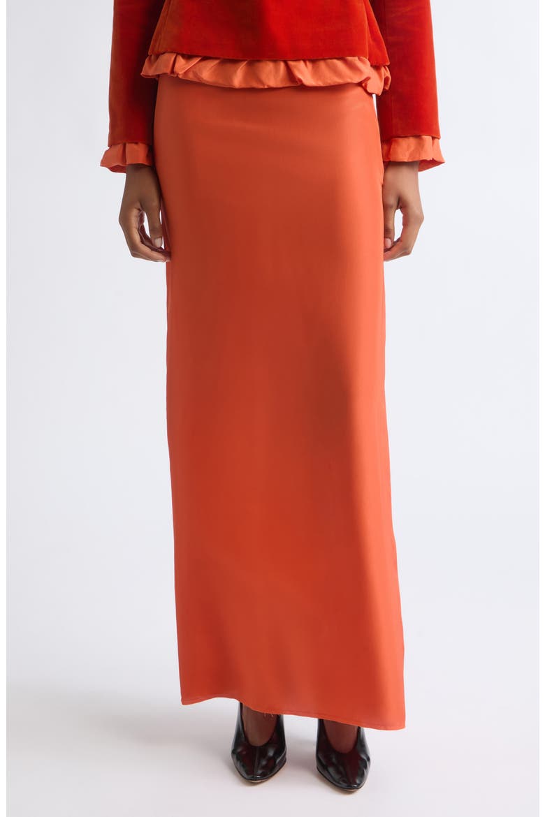 Silk Habotai Maxi Slip Skirt, Main, color, DEEP PERSIMMON