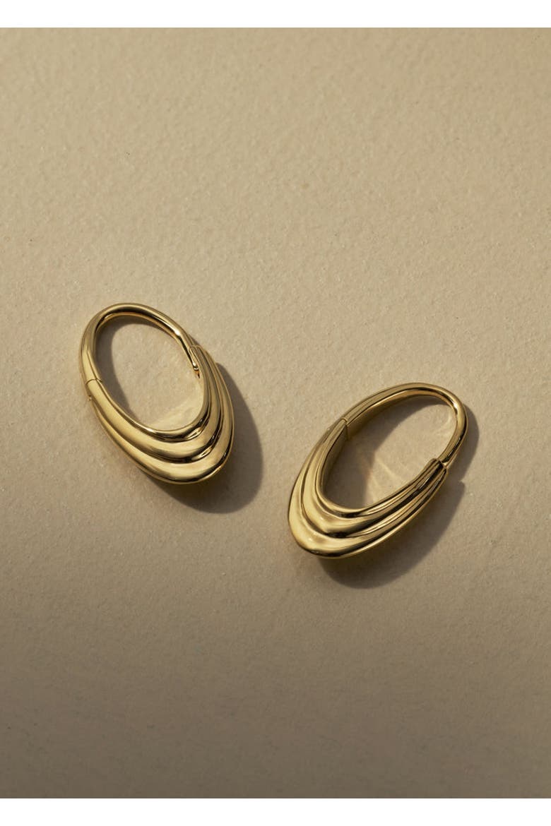 Roscida Ridged Hoop Earrings, Alternate, color, Yellow Toned Gold