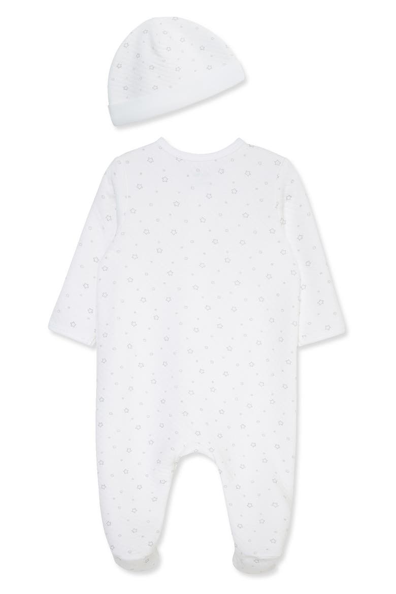 Stars Organic Cotton Blend Footie & Hat Set, Alternate, color, GREY