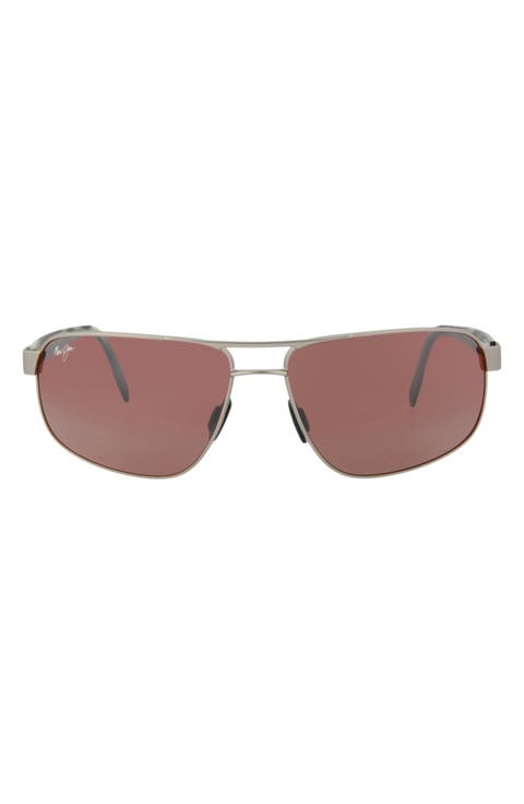 63mm Polarized Metal Frame Sunglasses