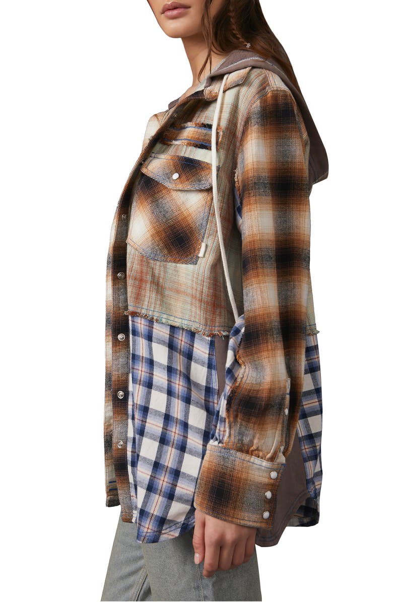 Free People Blue Ridge Plaid Hooded Shirt Jacket, Alternate, color, 
