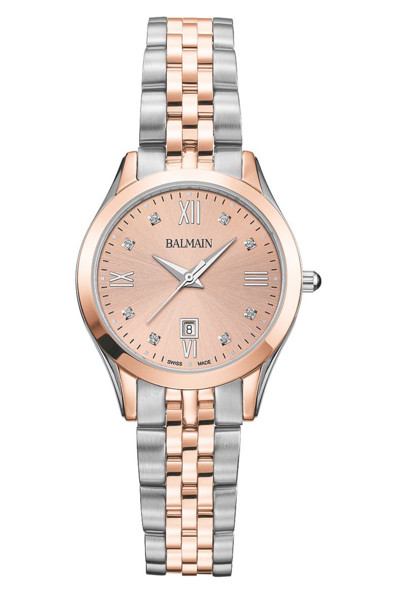 Classic R Diamond Bracelet Watch, 30mm, Main, color, BICOLOR STAINLESS STEEL AND R