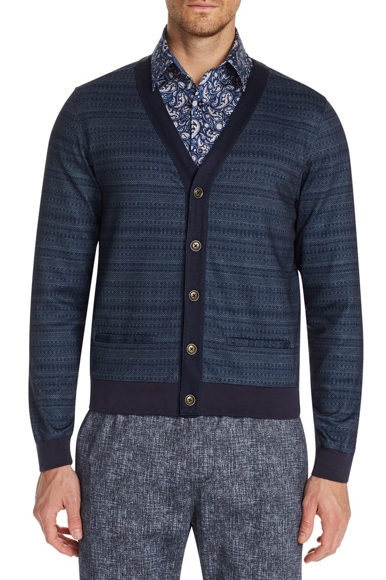 Stripe Knit Cardigan, Main, color, NAVY/ GREY