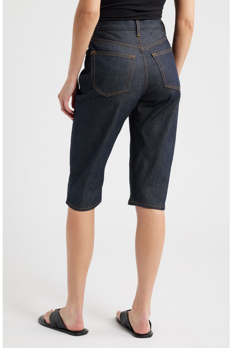 High Waist Long Denim Shorts, Alternate, color, BLUE