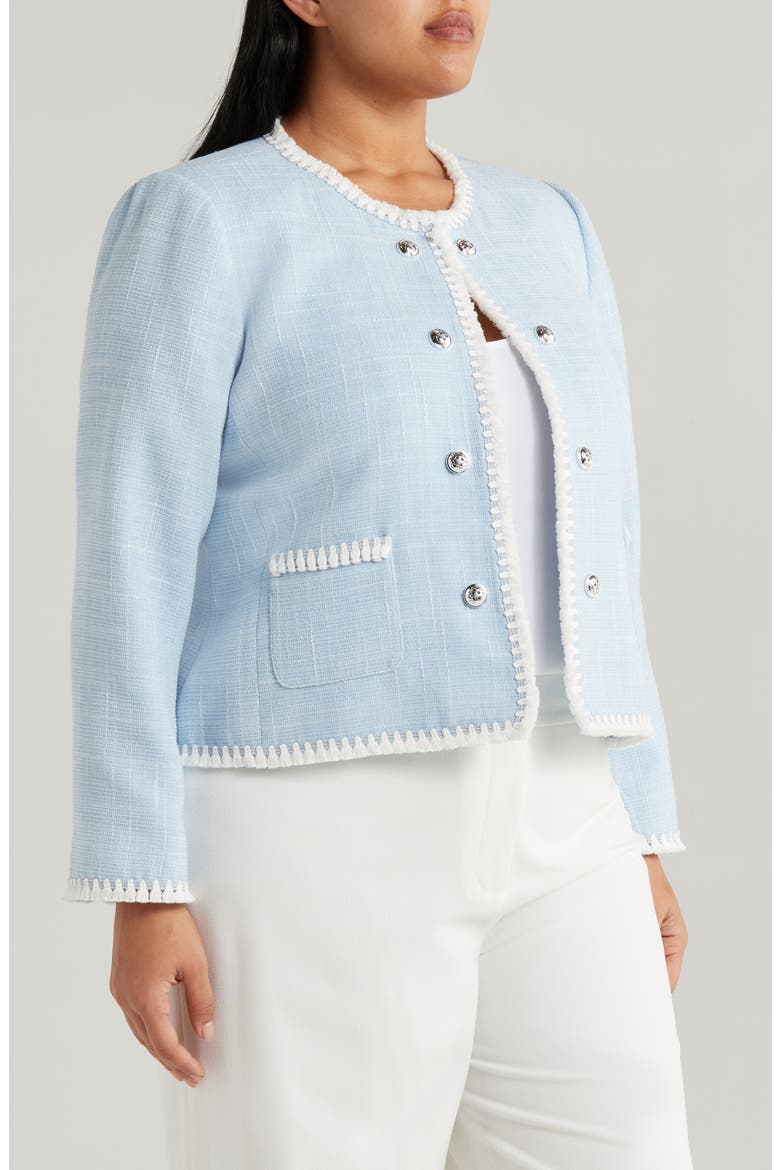Bouclé Crop Jacket, Alternate, color, ICE BLUE