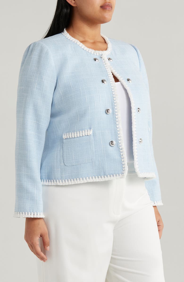 Tahari ASL Bouclé Crop Jacket, Alternate, color, Ice Blue