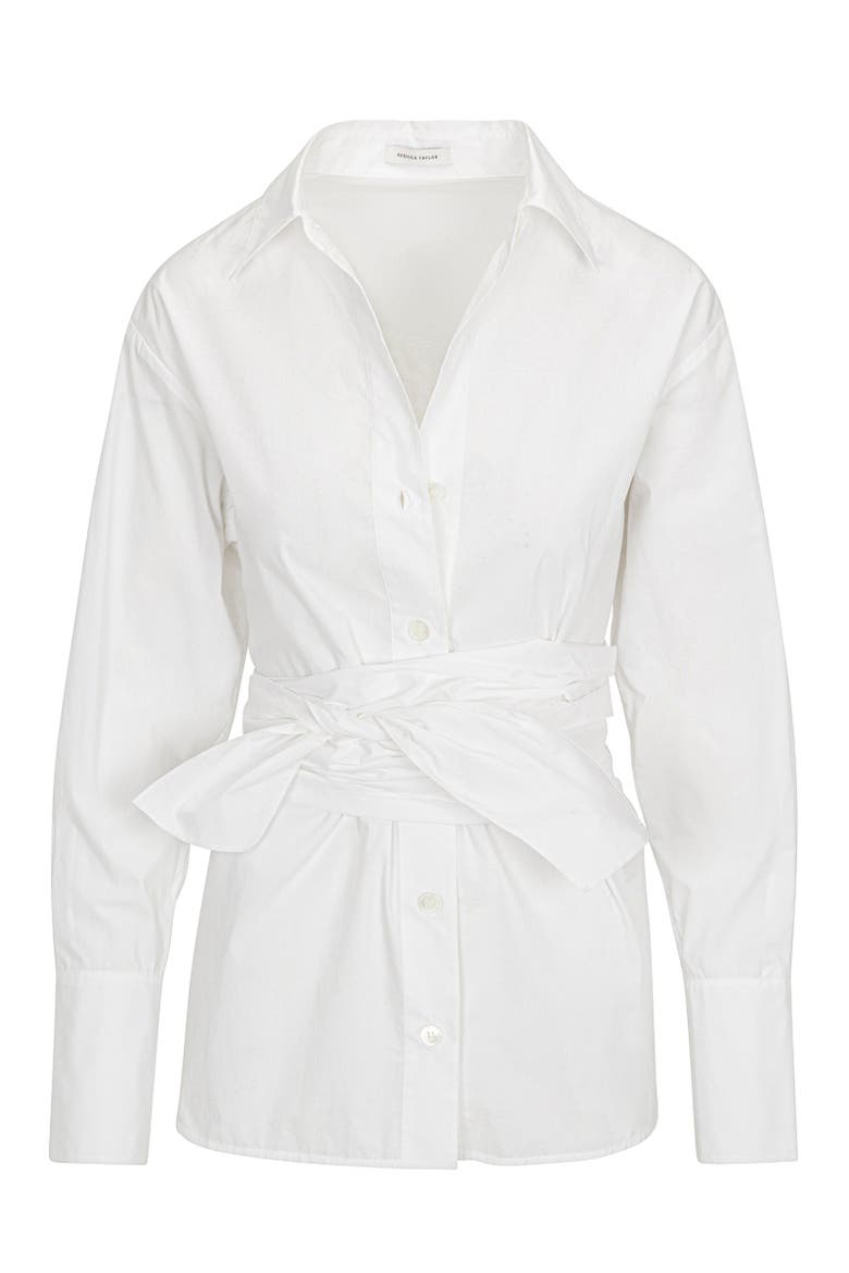 Poplin Wrap Blouse, Alternate, color, MILK