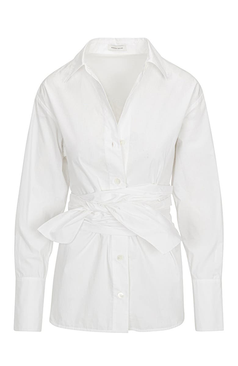 Rebecca Taylor Poplin Wrap Blouse, Alternate, color, Milk