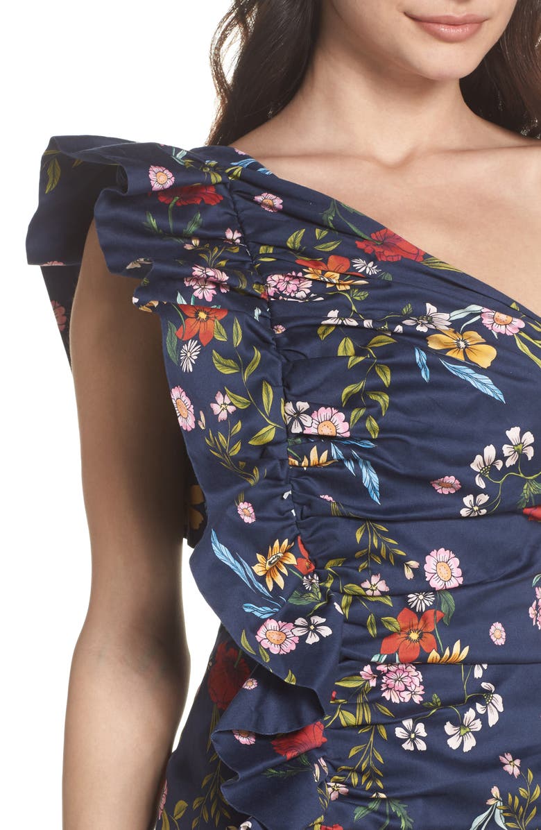 C/MEO Collective C/MEO No Matter One-Shoulder Ruffle Minidress, Alternate, color, 