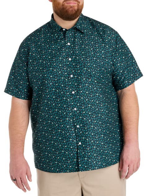 Big & Tall Fern Print Microfiber Sport Shirt