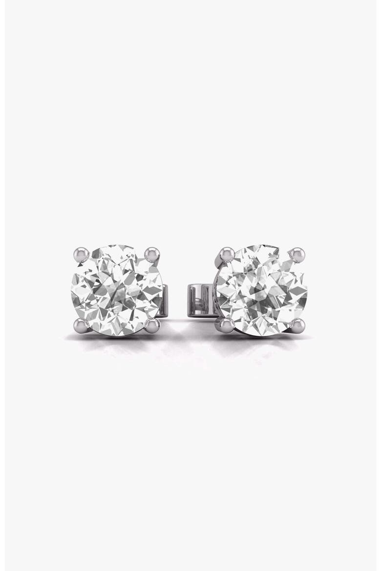 14k Gold Stud Lab Diamond 2 Carats Earrings, Main, color, White Gold