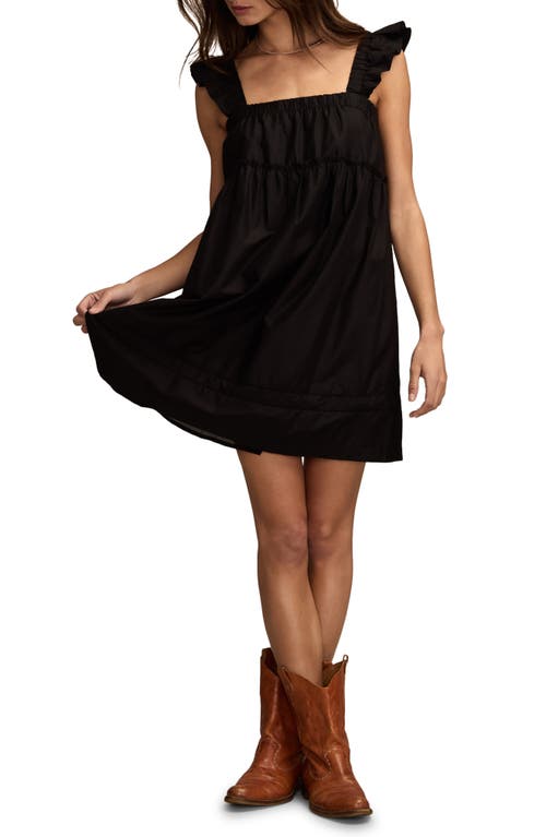 Lucky Brand Ruched Flutter Minidress In Black