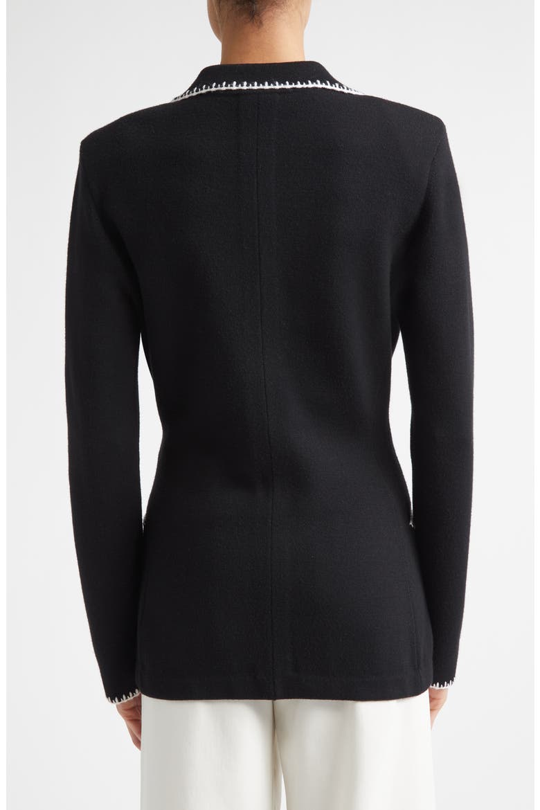 Signature Wool Blend Double Face Knit Jacket, Alternate, color, BLACK / ALABASTER