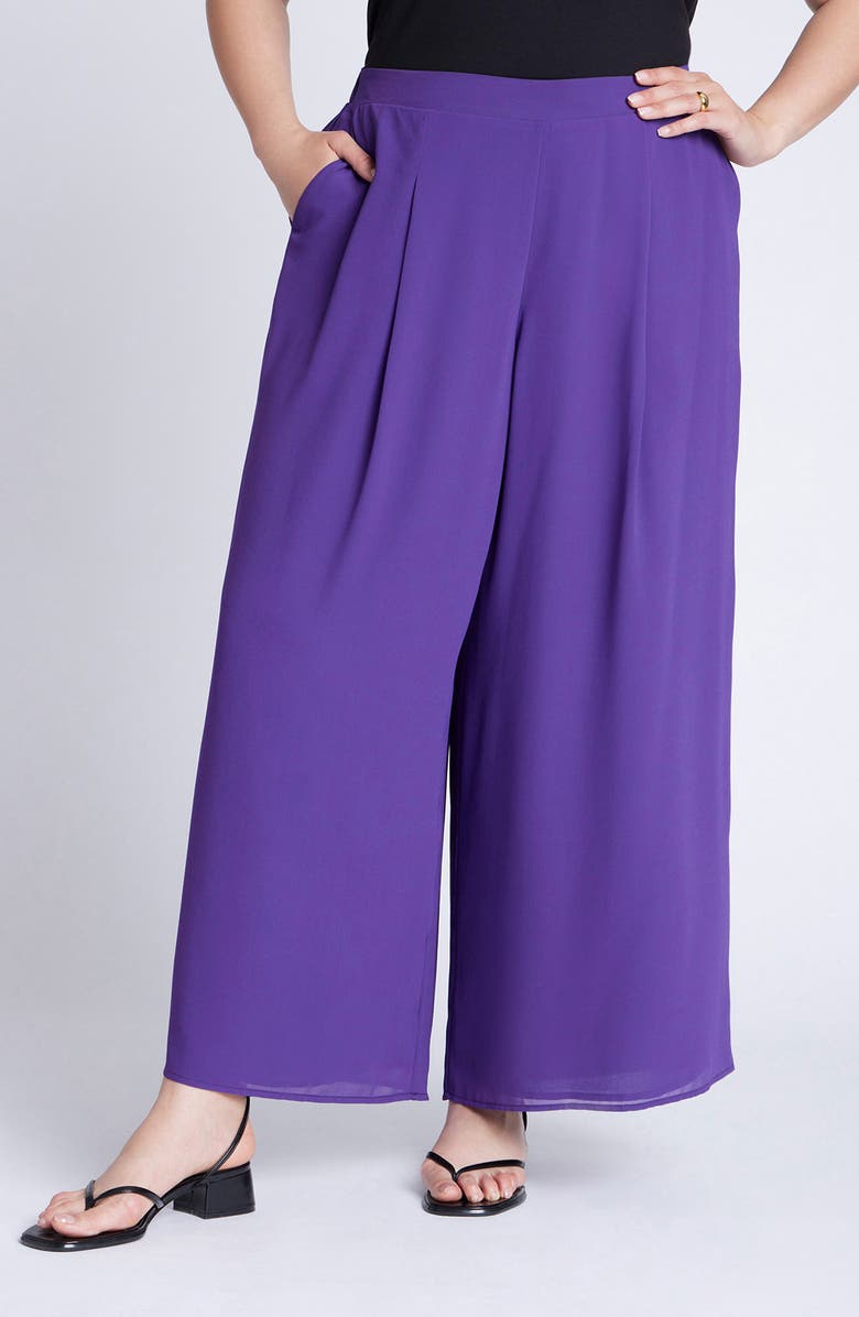 ELOQUII Chiffon Wide Leg Pants, Main, color, 