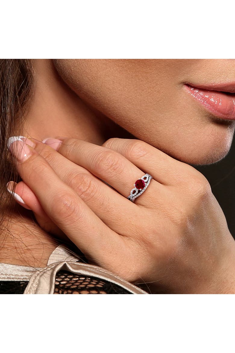 Lab-Created Ruby & Diamond Bridal Ring Set, Alternate, color, Created Ruby