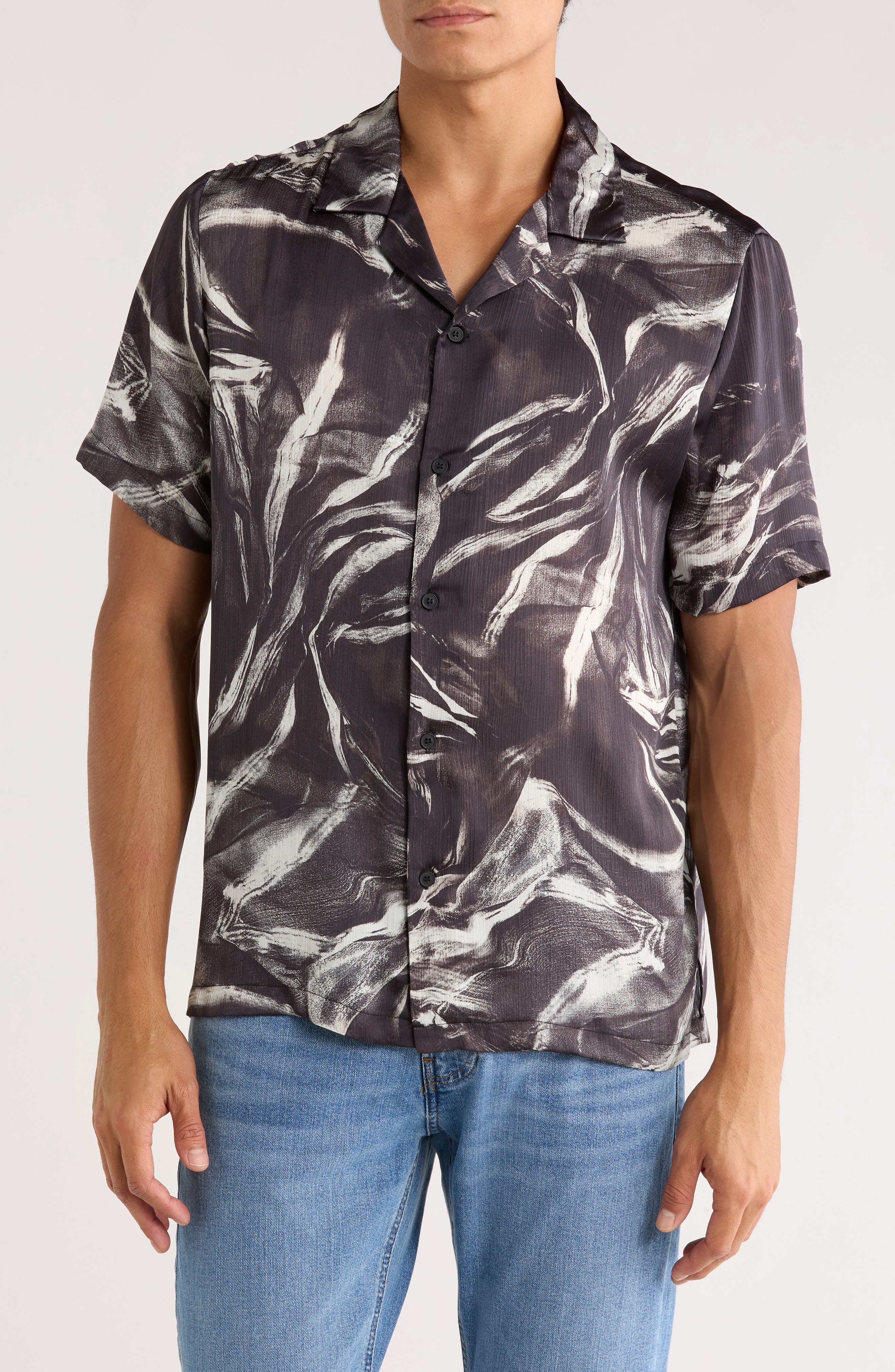 INDUSTRY REPUBLIC CLOTHING Abstract Print Camp Shirt