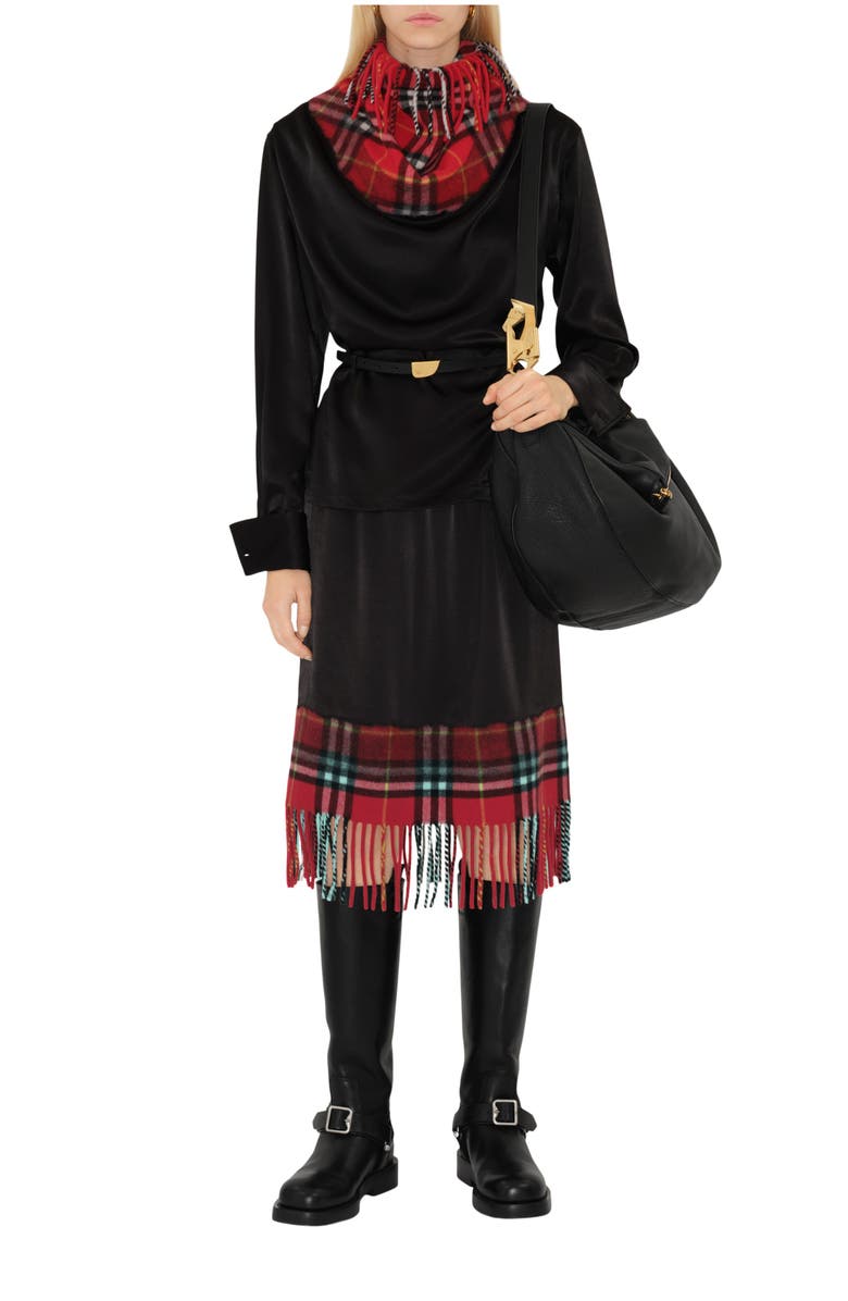 Burberry Satin and Check Scarf Skirt, Main, color,