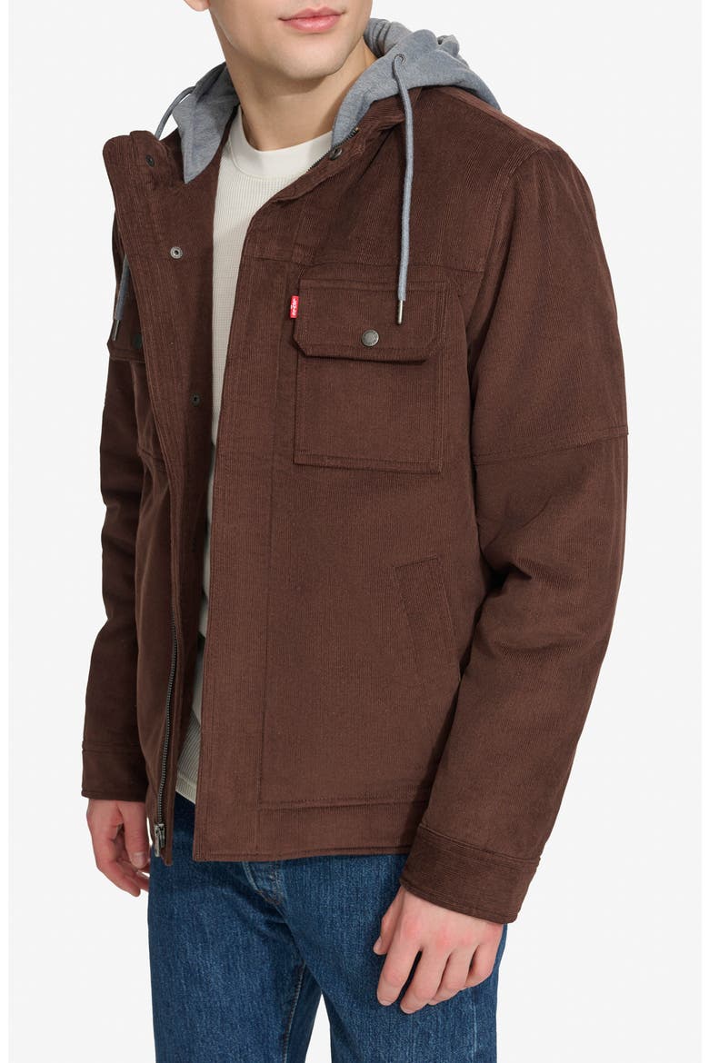 Hooded Corduroy Jacket, Alternate, color, CHOCOLATE BROWN
