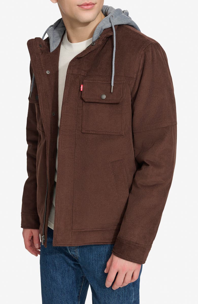 Levi's Hooded Corduroy Jacket, Alternate, color, Chocolate Brown