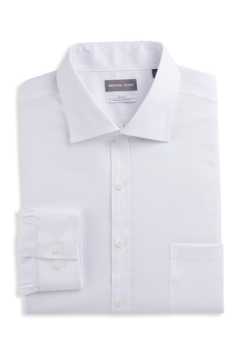 Big & Tall Solid Non-Iron Stretch Dress Shirt, Main, color, WHITE