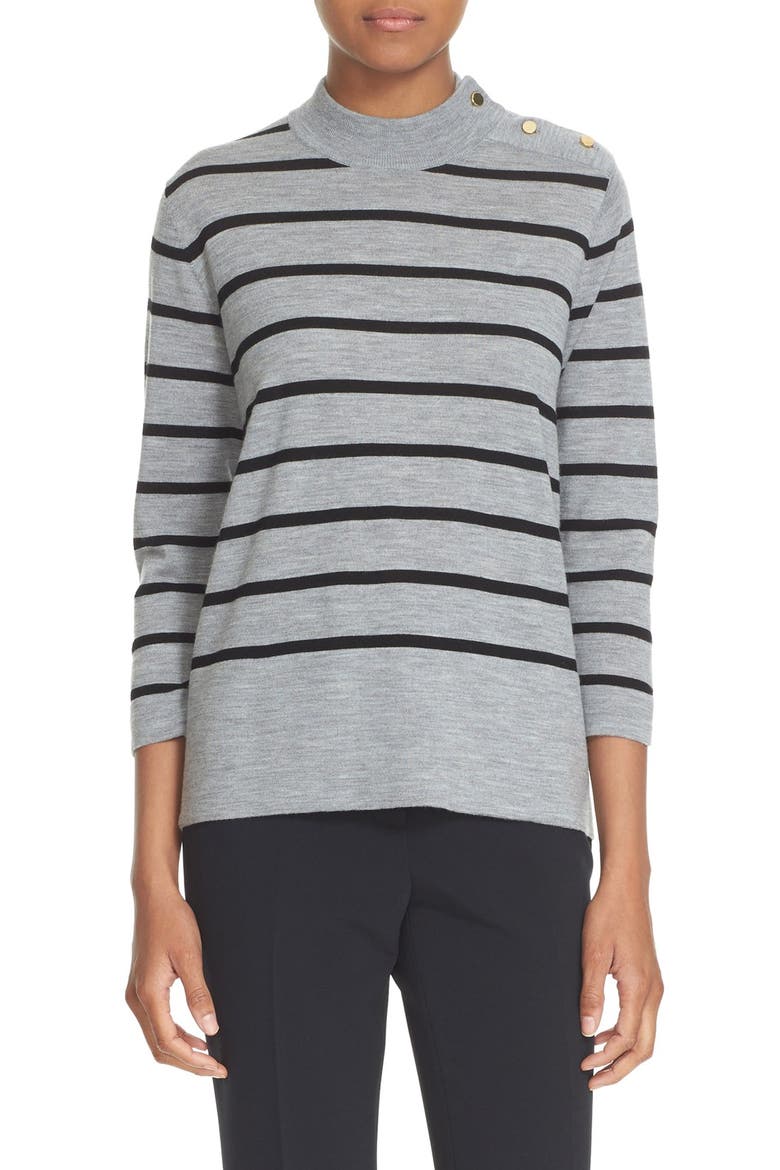 stripe wool swing sweater, Main, color, MILES GREY MELANGE