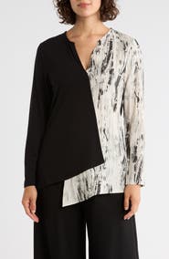 PATRIZIA LUCA Mixed Media Long Sleeve Top