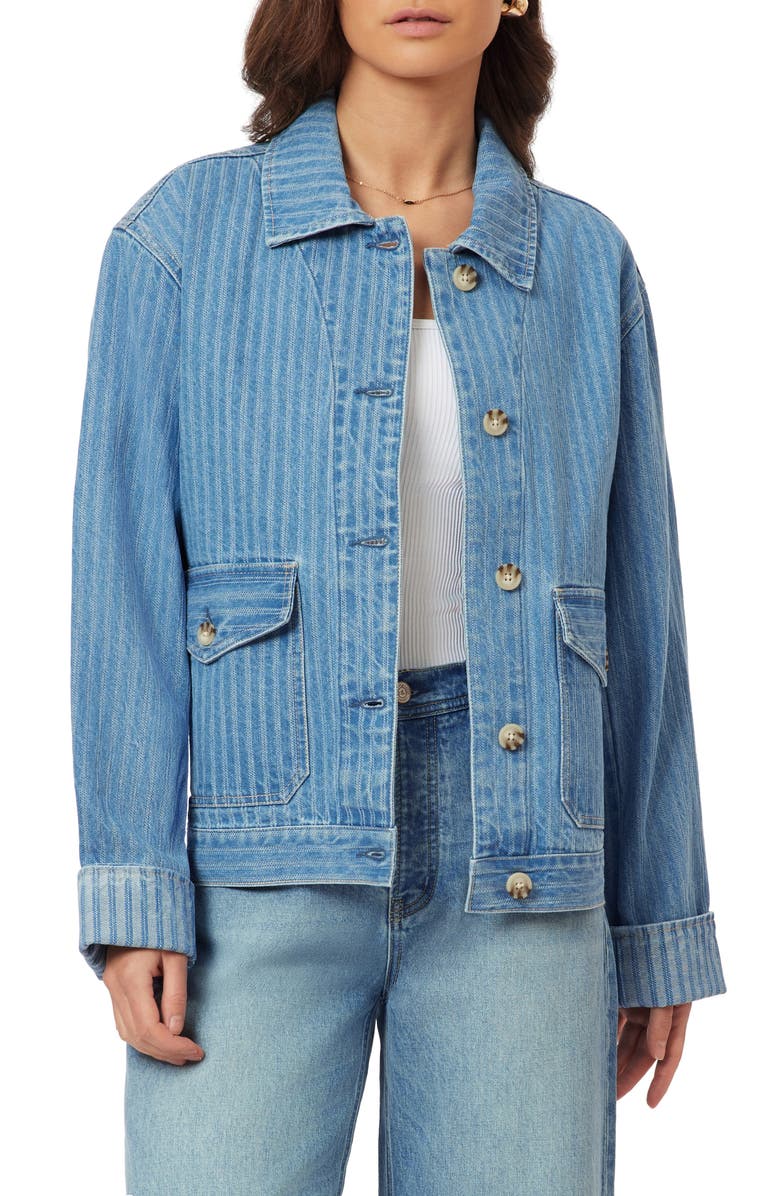 Scotch & Soda Stripe Denim Chore Jacket, Main, color, Sag Harbor