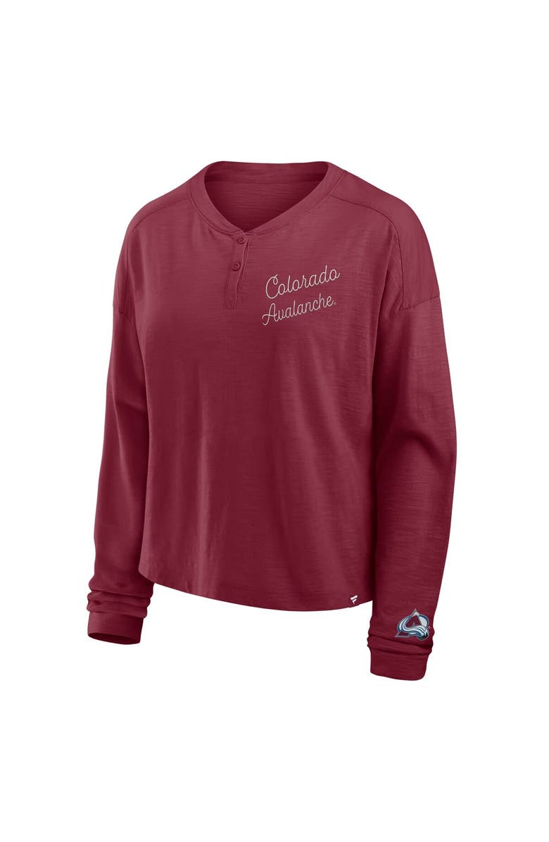 FANATICS Women's Fanatics Burgundy Colorado Avalanche Oversized All Out Effort Long Sleeve Henley T-Shirt, Alternate, color, Burgundy