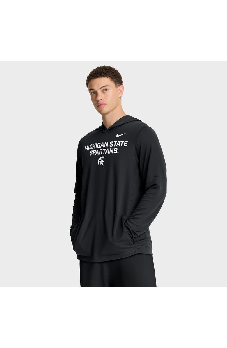 Nike Men's Nike Black Michigan State Spartans 2025 Sideline Performance Long Sleeve Hoodie T-Shirt, Alternate, color, Black
