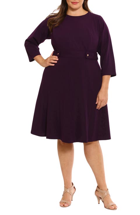 Long Sleeve Seamed Midi Dress (Plus)