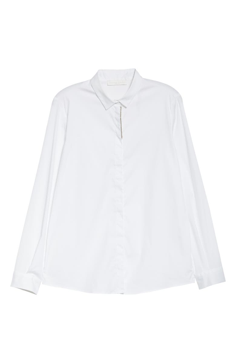 Fabiana Filippi Bead Trim Stretch Poplin Shirt, Alternate, color,