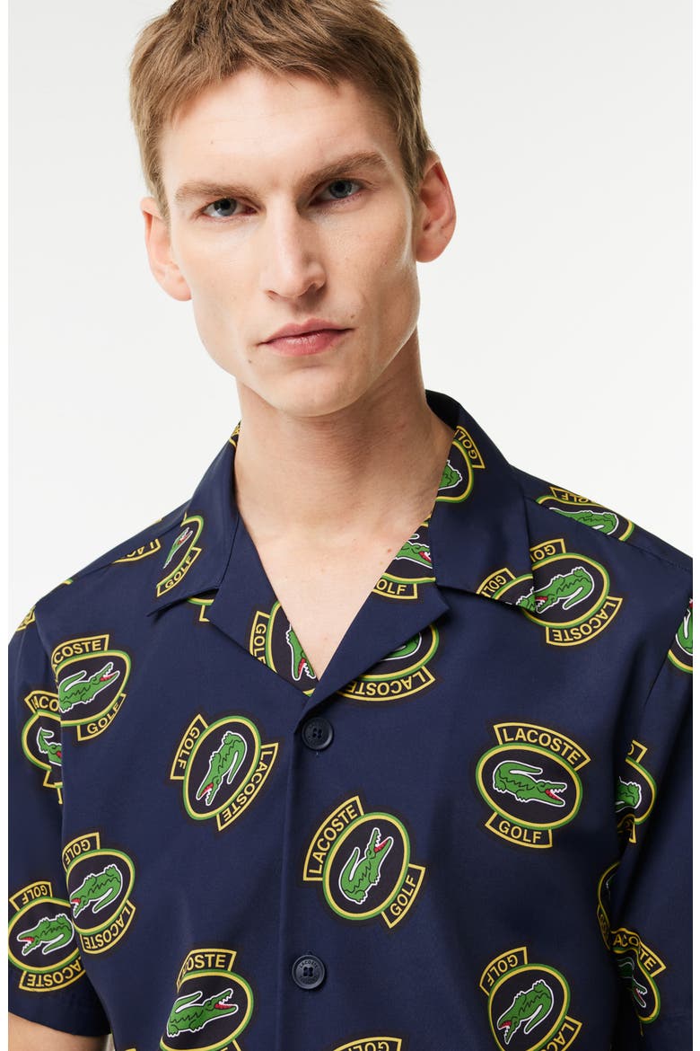Regular Fit Performance Golf Short Sleeve Button-Up Shirt, Alternate, color, IR0 MARINE/ ANANAS-NOIR