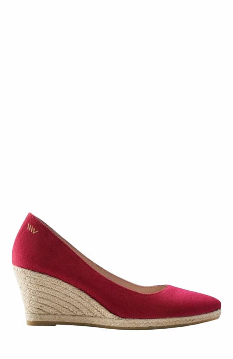 Roses Canvas V Cut Espadrille Wedges