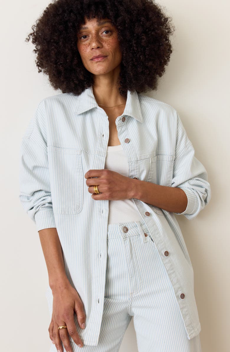 Marine Layer Molly Oversize Shirt Jacket, Alternate, color, Railroad Stripe