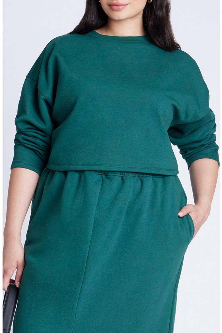 Oversized Cropped Sweatshirt, Main, color, DARK PINE GREEN