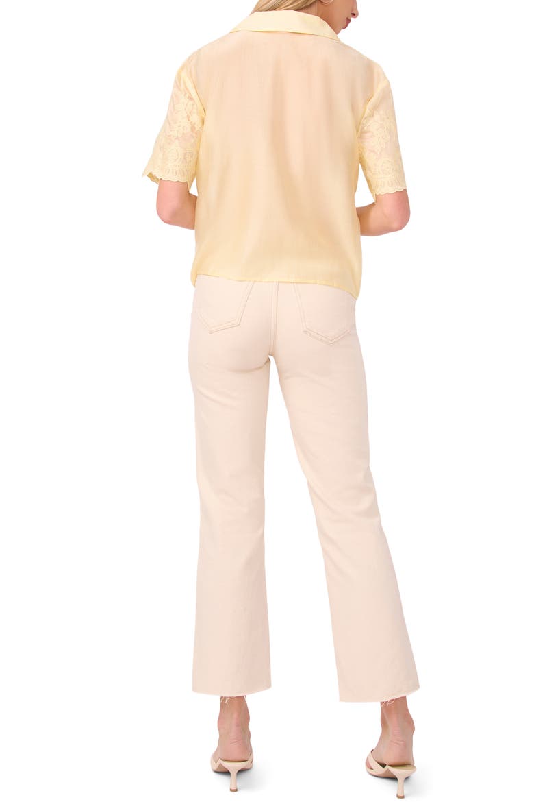 Sheer Floral Camp Shirt, Alternate, color, LEMON CREAM