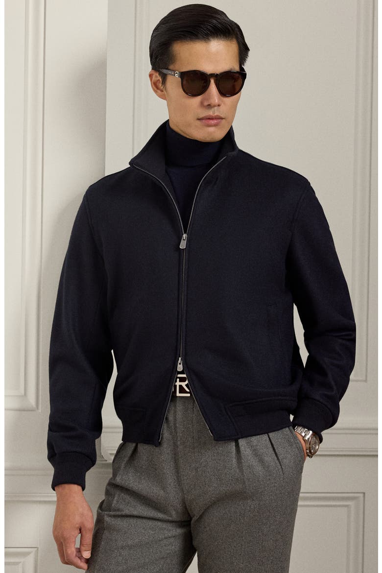 Cashmere Blend Felt Bomber Jacket, Alternate, color, CLASSIC CHAIRMAN NAVY