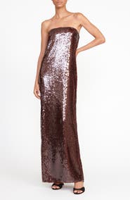 STAUD Casey Sequin Strapless Dress