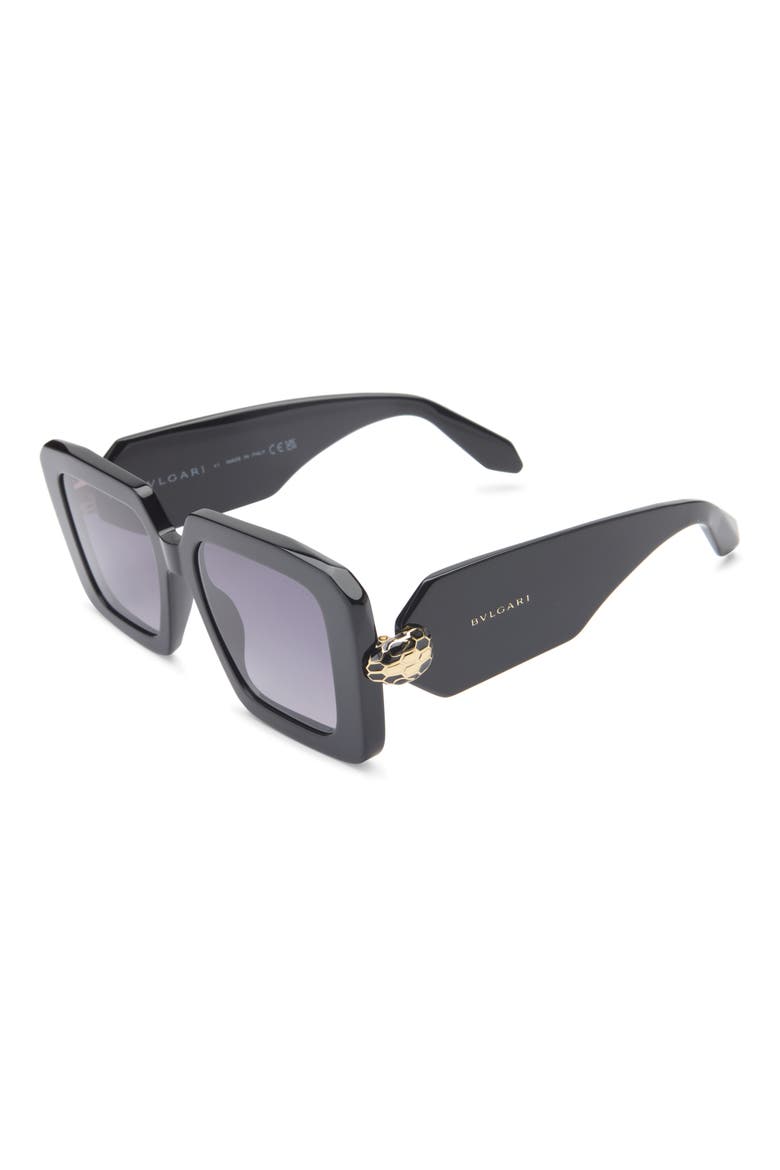 Serpenti Forever Geometric Sunglasses, Alternate, color, SHINY BLACK / GRADIENT SMOKE
