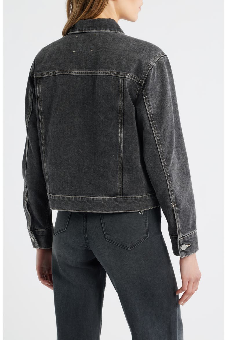 Pleated Denim Jacket, Alternate, color, BLACK