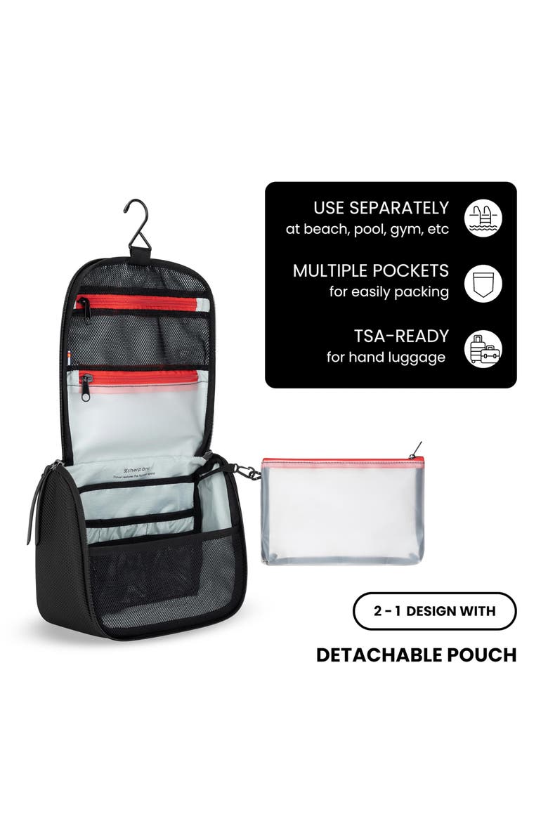 Sherpani Co-Pilot, Travel Toiletry Bag, Hanging Cosmetic Organizer, Water Resistant Makeup Bag, Shower Dopp Kit, Travel Essentials Toiletries for Women, Alternate, color, Granite