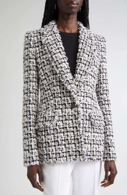 Michael Kors Eyelash Tweed Single-breasted Blazer In Gray
