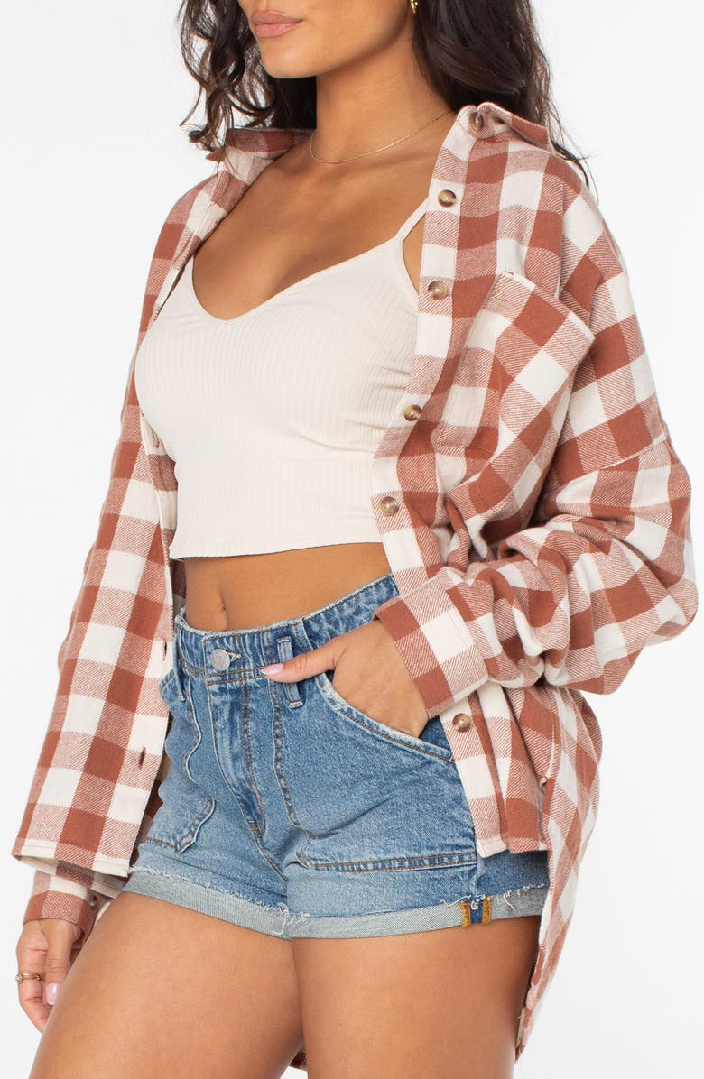 Roxy Let's Get Away Check Cotton Flannel Button-Up Shirt, Alternate, color, 