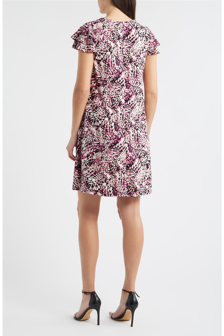 Floral Print Flutter Sleeve Dress, Alternate, color, PINK BERRY MULTI