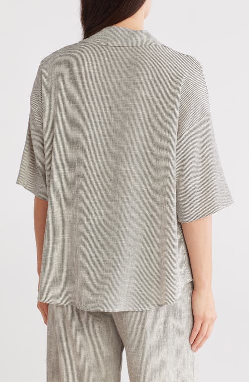 RENEE C RENEE C OVERSIZE STRIPE SHORT SLEEVE COTTON BLEND TOP 
