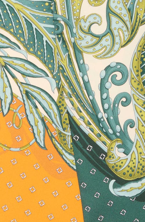 Ferragamo Leaf And Leopard Print Silk Scarf In Green
