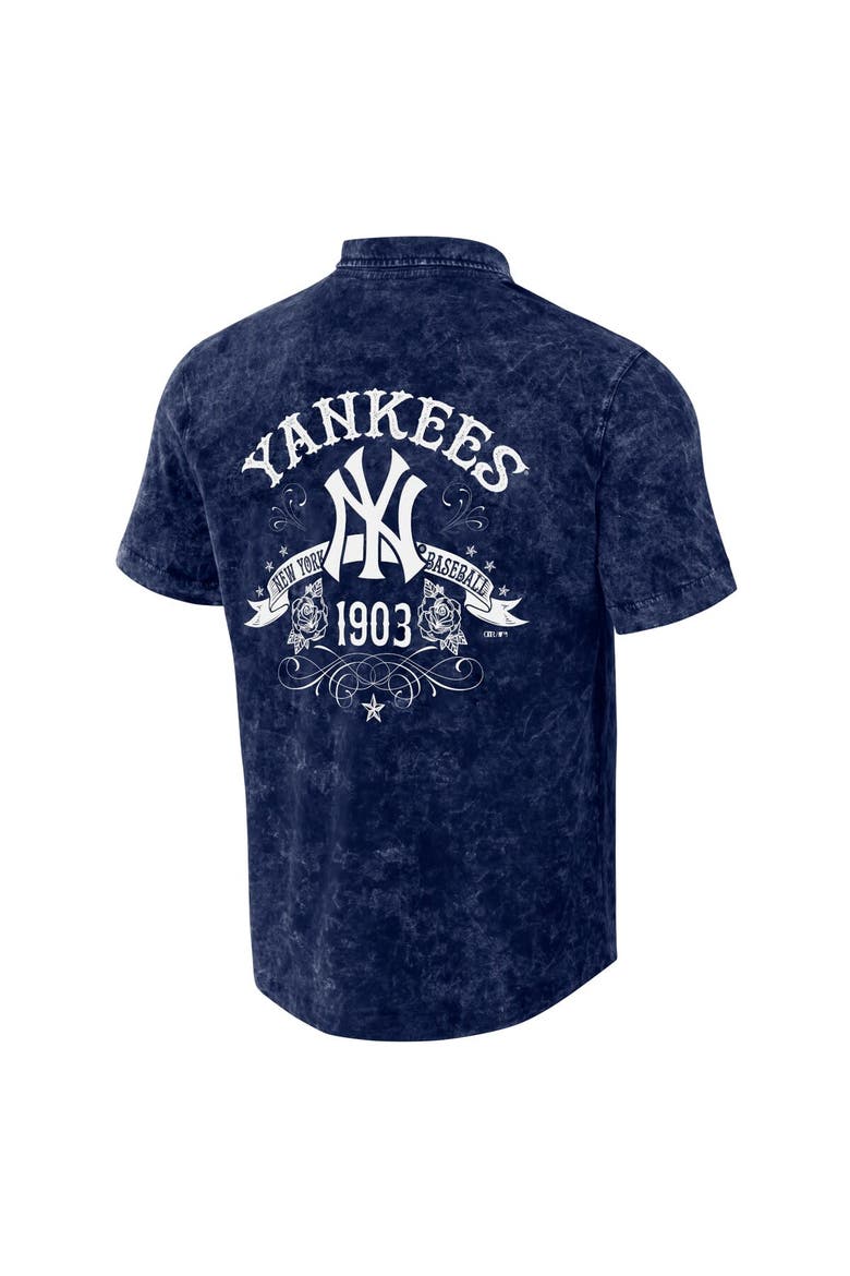 Men's Darius Rucker Collection by Fanatics  Navy New York Yankees Denim Team Color Button-Up Shirt, Alternate, color, Navy