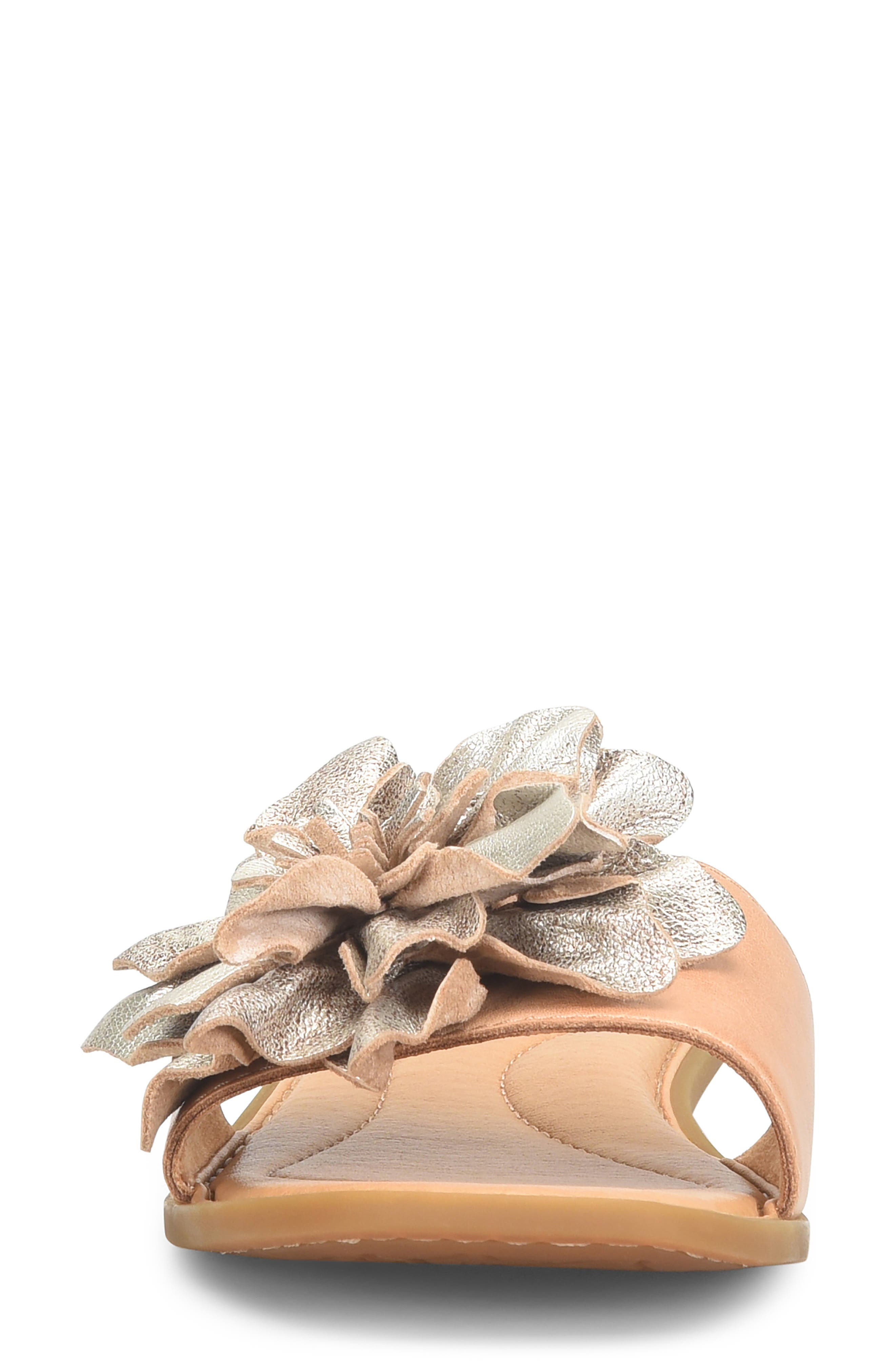 Børn Hibiscus Slide Sandal, Alternate, color, Light Gold Metallic Combo