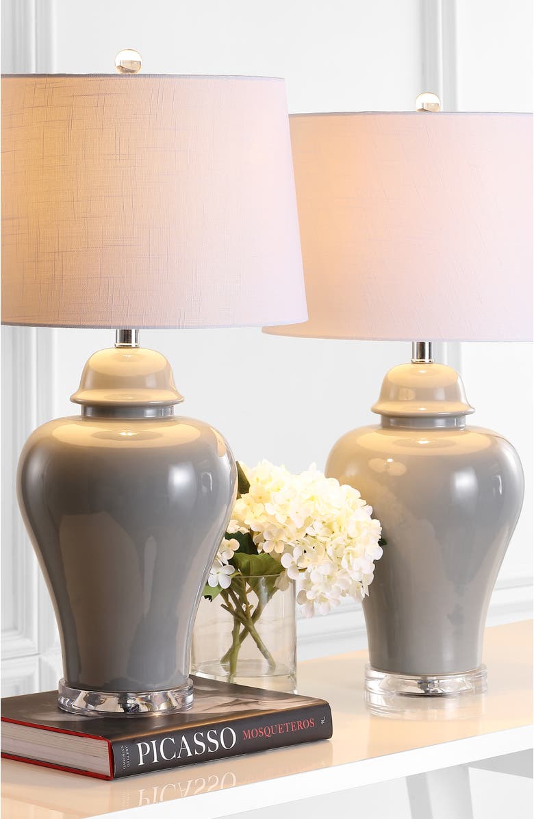JONATHAN Y Winnie 27" Ceramic Urn LED Table Lamp, Alternate, color, Gray